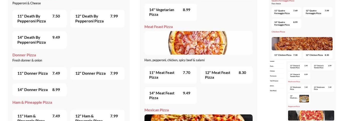 Hanni’s Pizzeria Menu