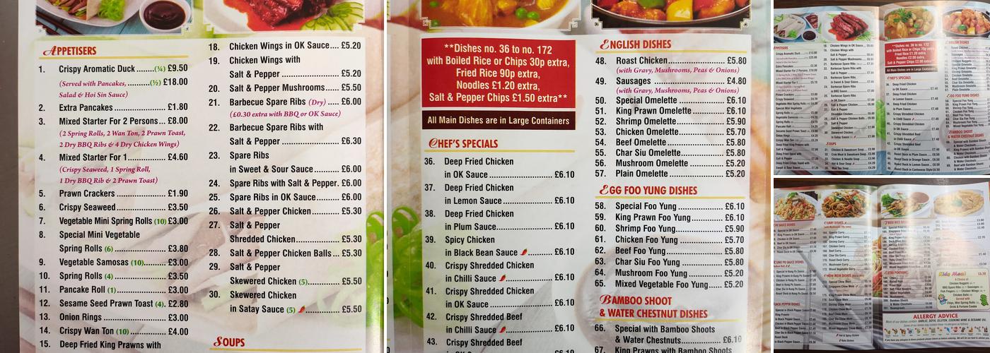 Golden Dragon Menu