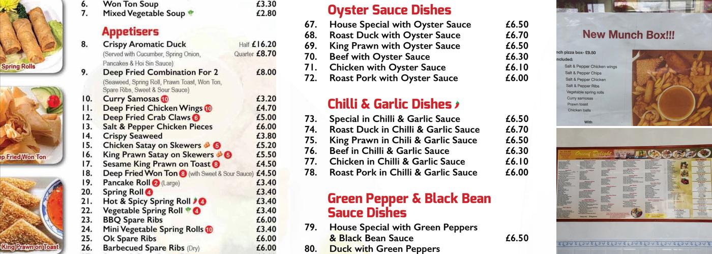 Orient Delight Menu