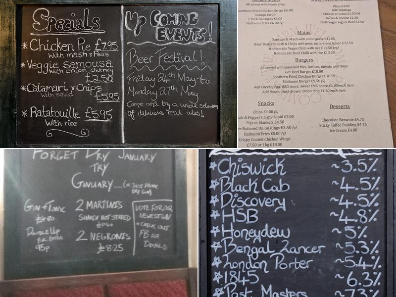 The King & Queen, Caterham on the Hill Menu