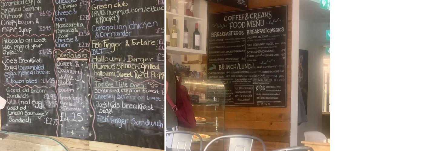 Coffee & Creams Menu