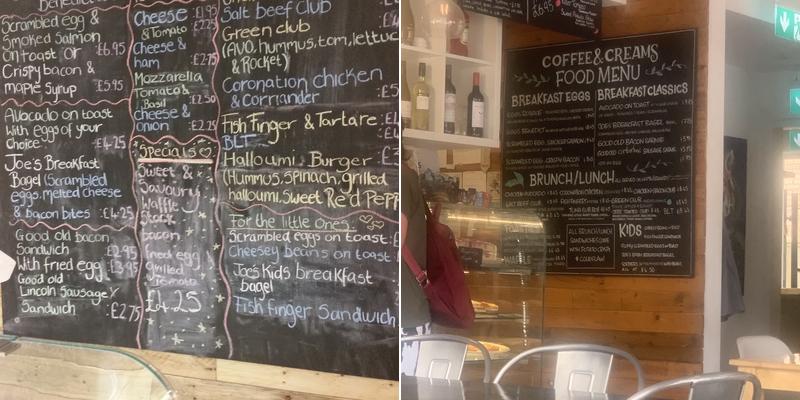 Coffee & Creams Menu