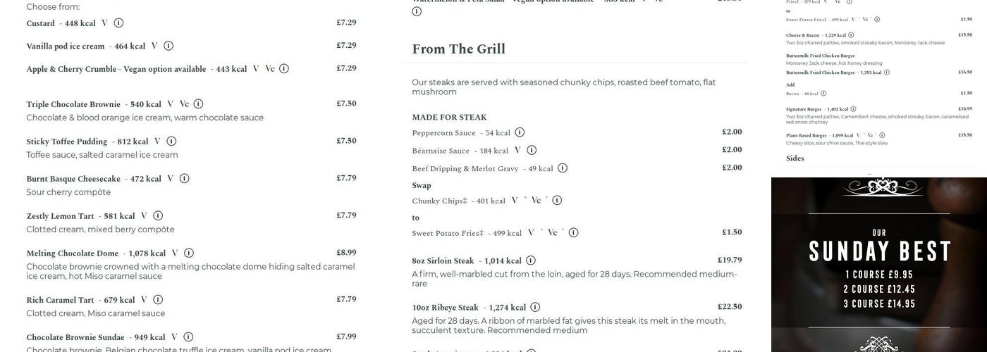 Boundary on The Green Menu