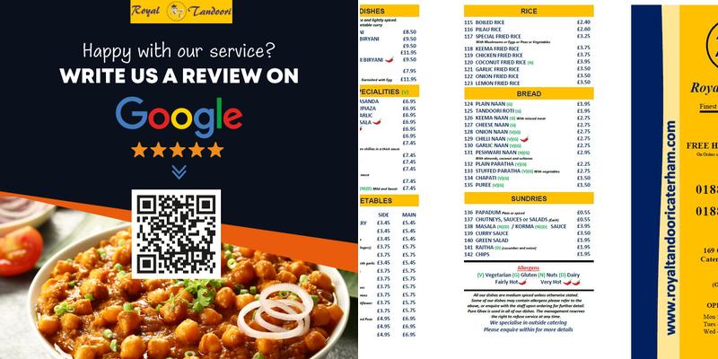 Royal Tandoori Caterham Menu