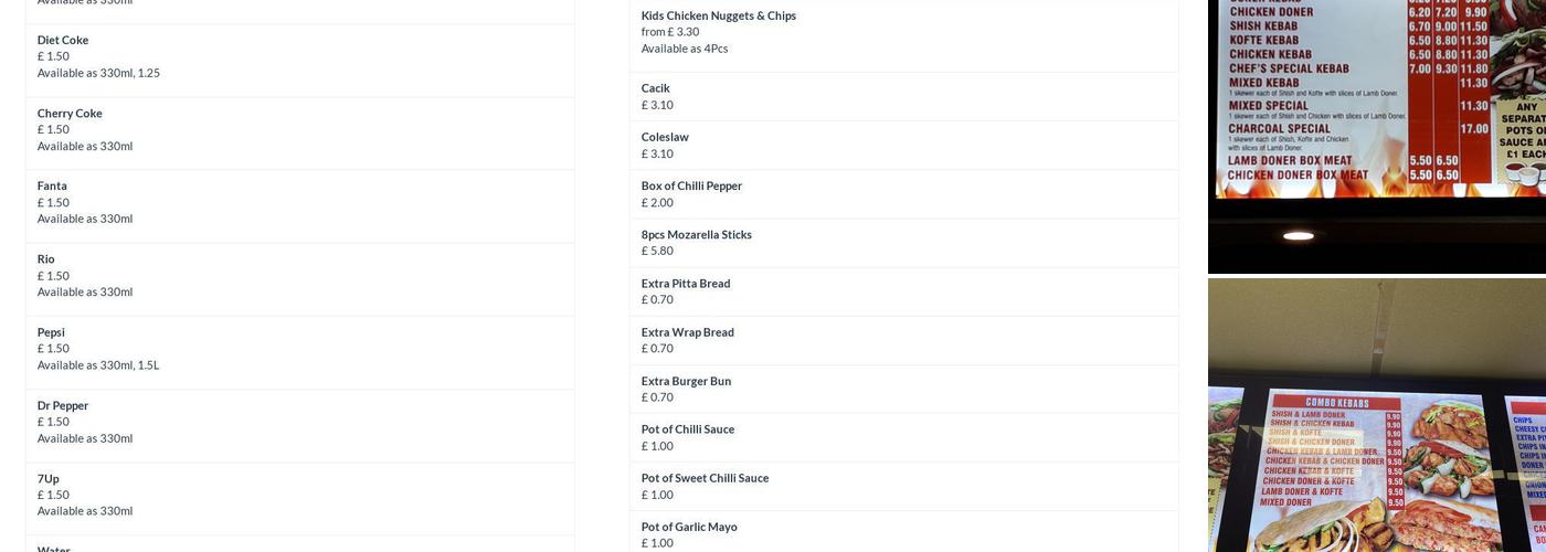 Caterham Charcoal Grill Menu