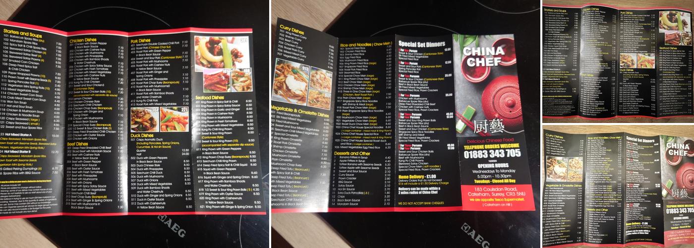 China Chef - Delicious Chinese Food To Take Away Menu