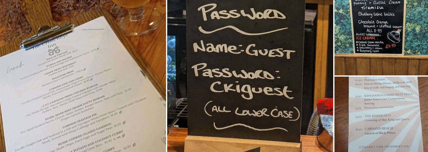 The Cross Keys Inn Menu