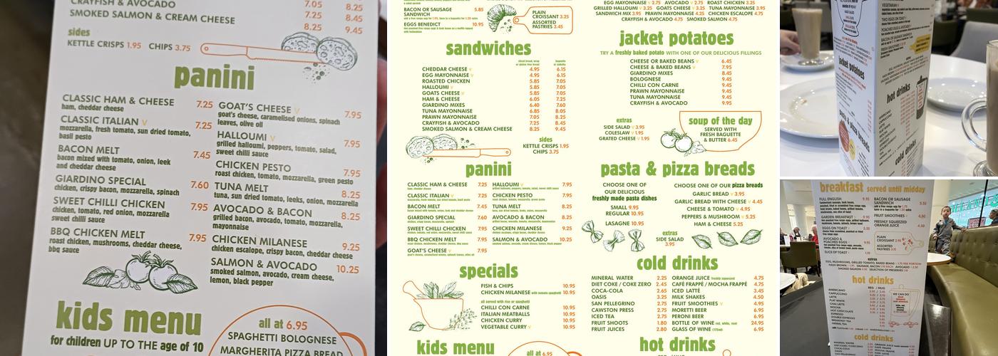 Cafe Giardino Lakeside Menu