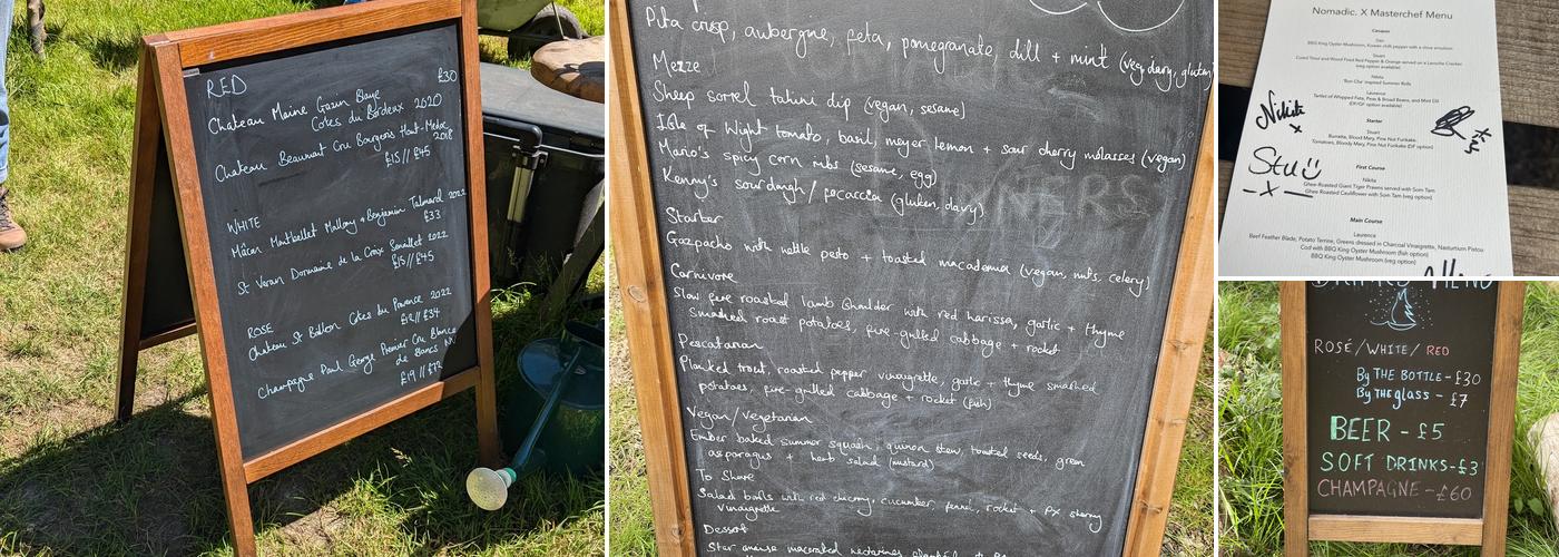 Nomadic Dinners Menu