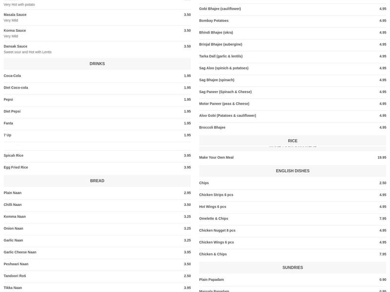 Hungry Eye Indian Restaurant Menu