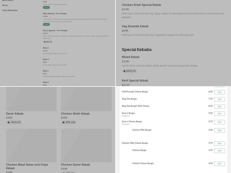 Duru's Kebabs House Menu