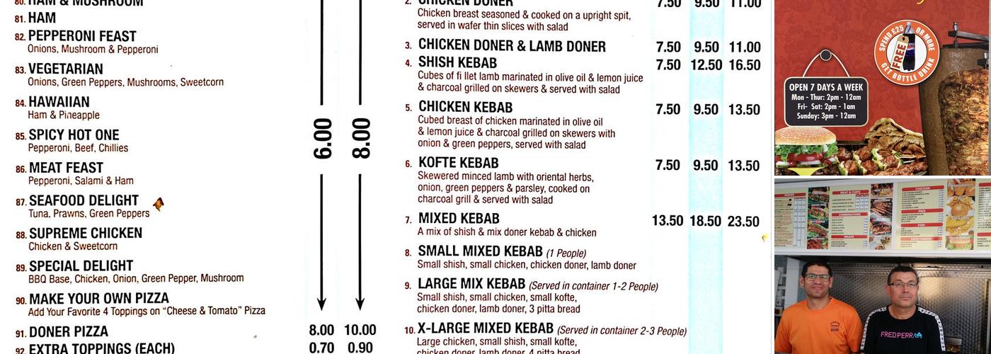Turkish Delight Kebab Shop Menu