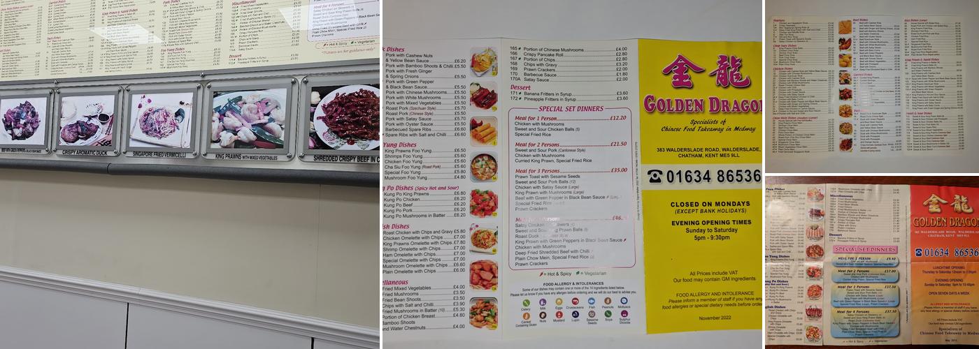 The Golden Dragon Menu