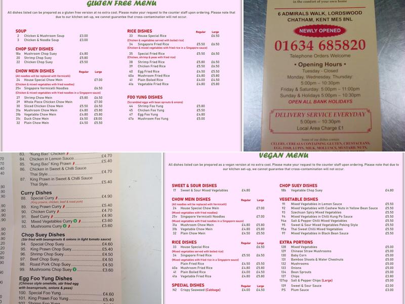 Golden Wok Lordswood Menu