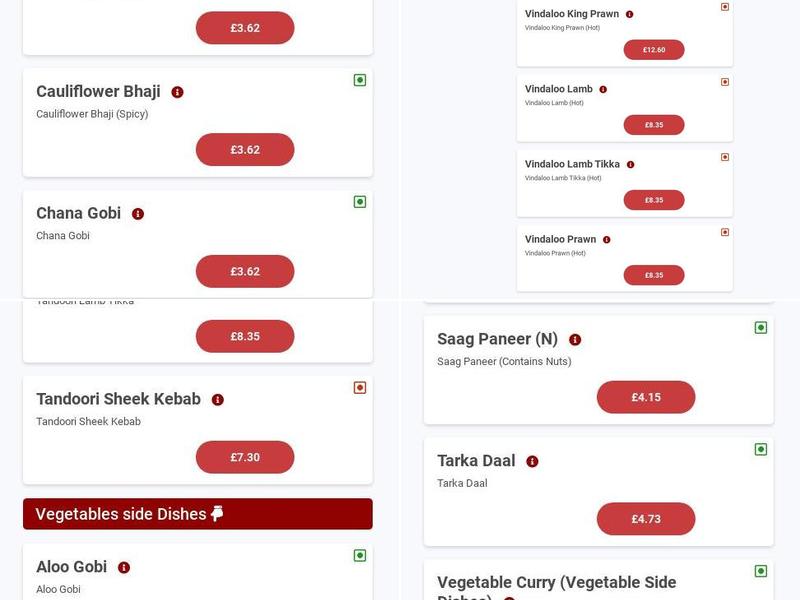 Taal Indian Kitchen Menu