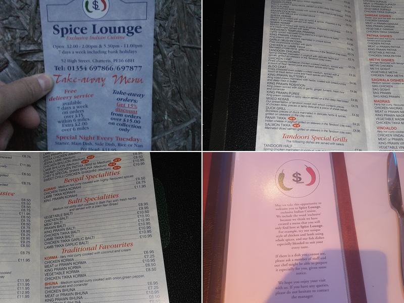 Spice Lounge Menu