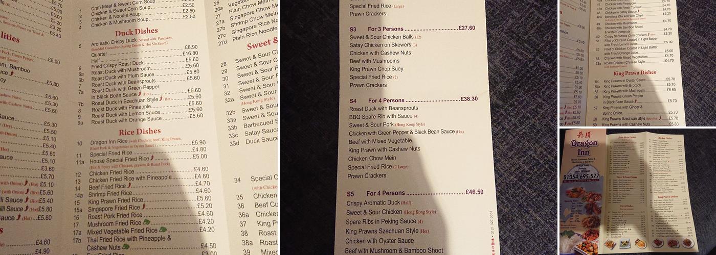 Dragon Inn Menu