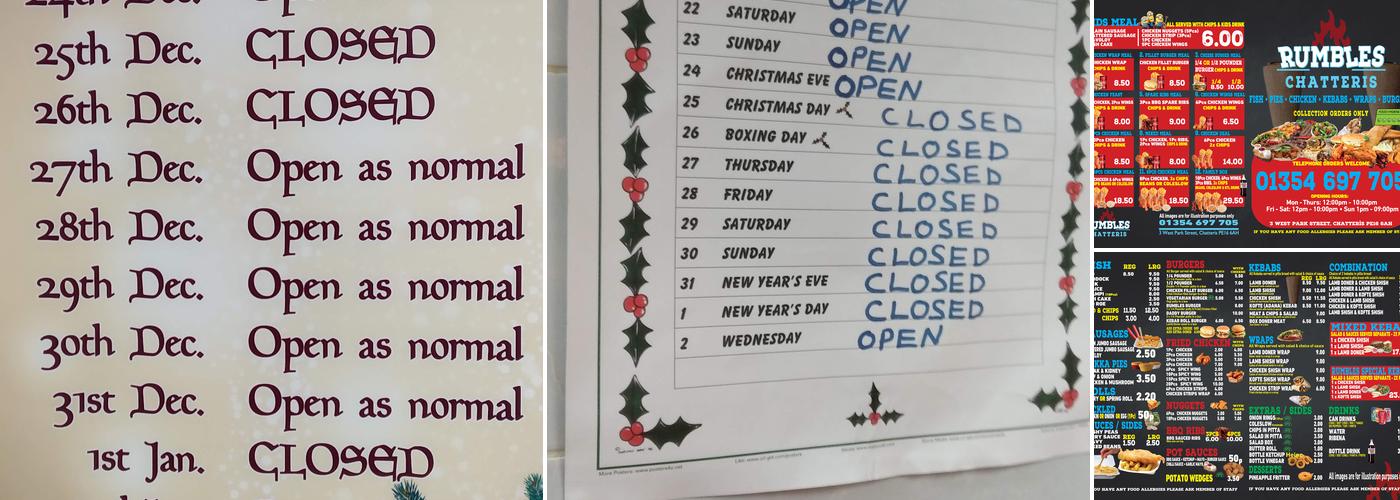 Rumbles Fish Bar Menu