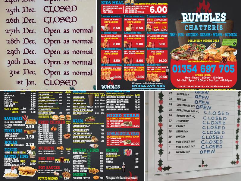 Rumbles Fish Bar Menu