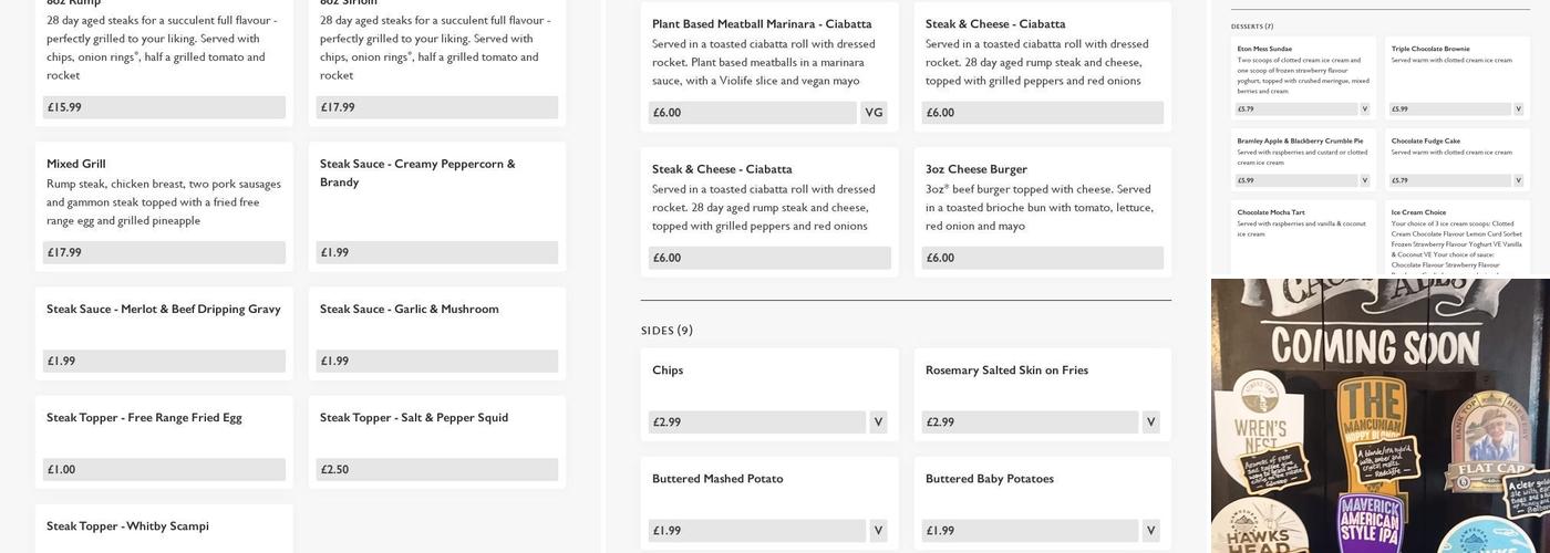 White Hart Cheadle Menu