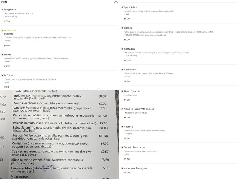 Wood oven pizza neapolitan Menu