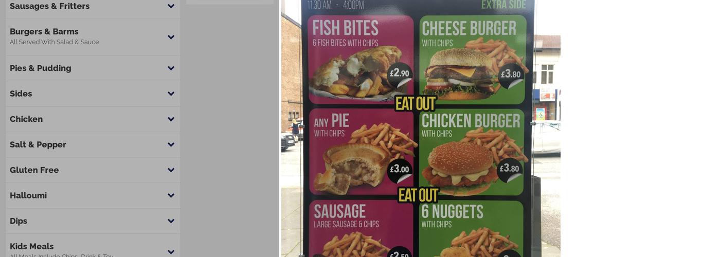 Whittakers Fish Bar Menu