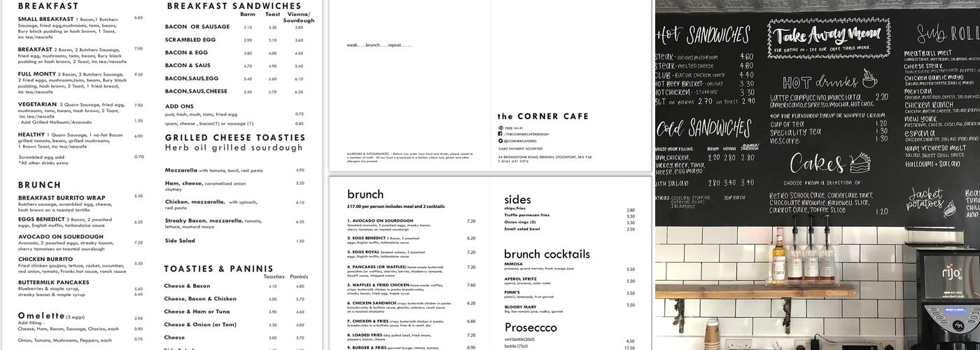 The Corner Cafe Menu