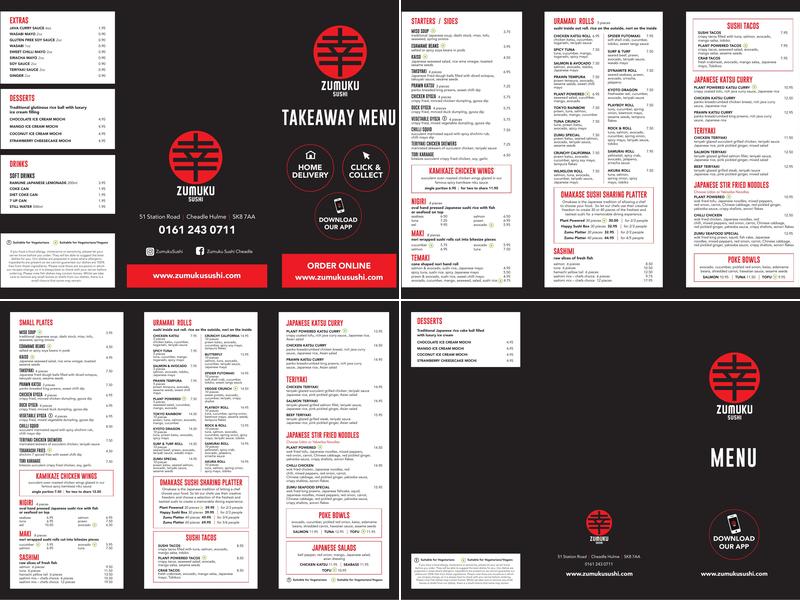 Zumuku Sushi Cheadle Hulme Menu