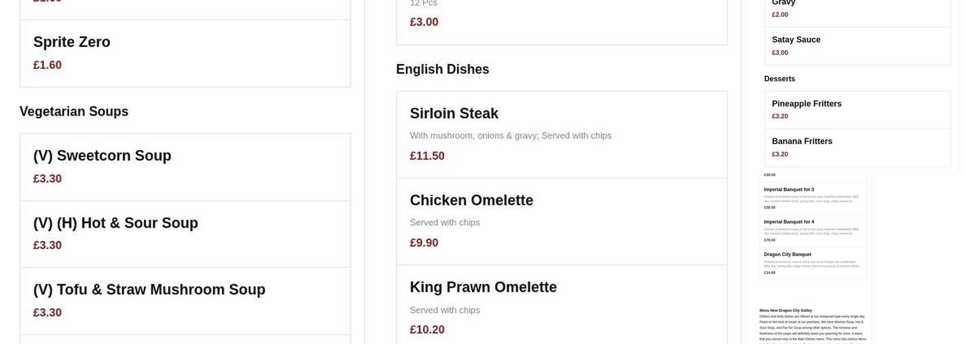 New Dragon City Menu