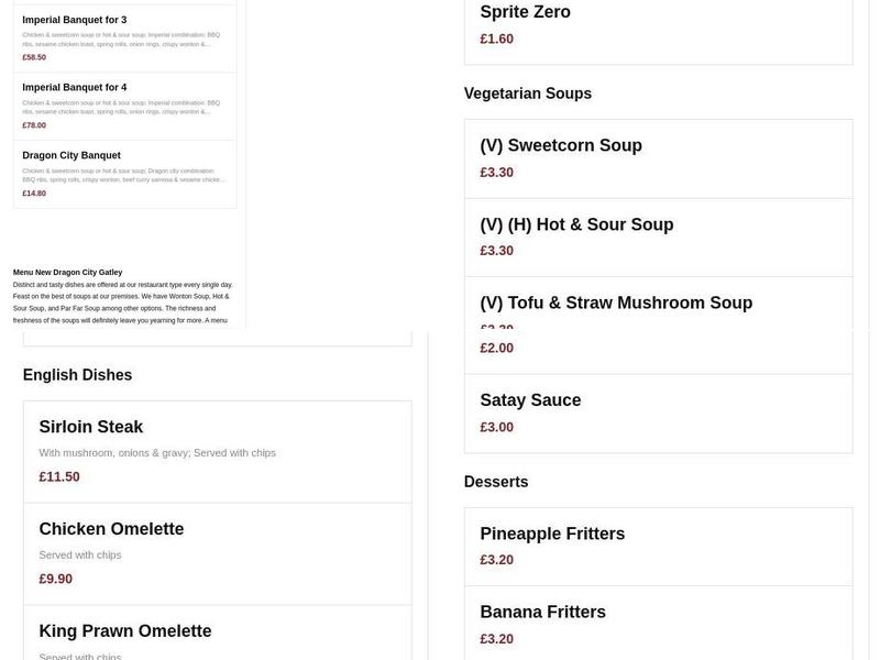 New Dragon City Menu