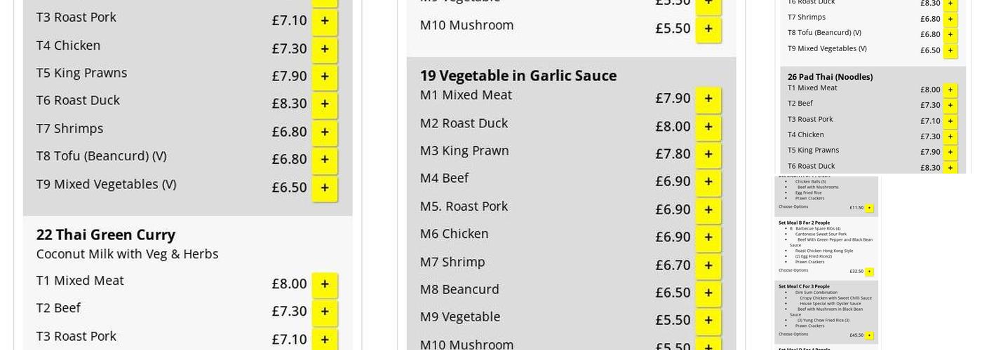 Hong Tai Takeaway Menu