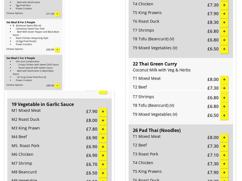 Hong Tai Takeaway Menu