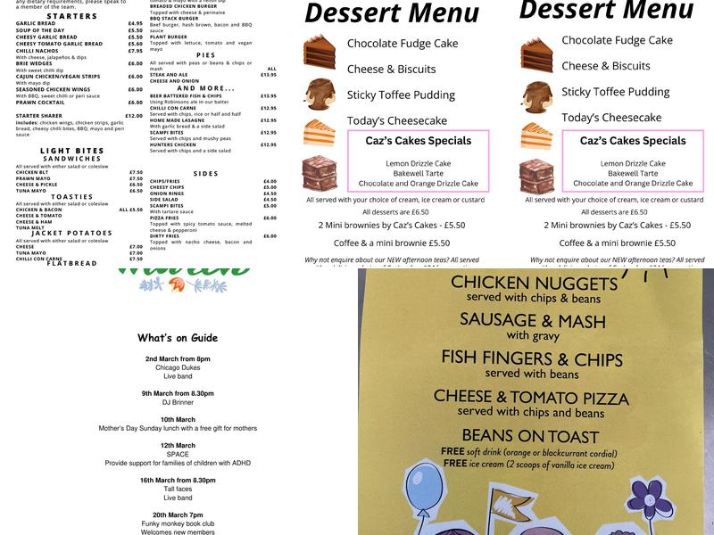 Dog & Partridge, Great Moor Menu