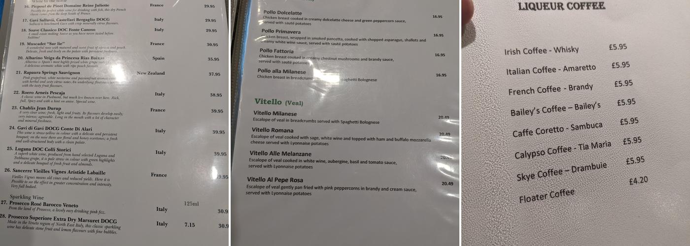 Olio on the Green Menu