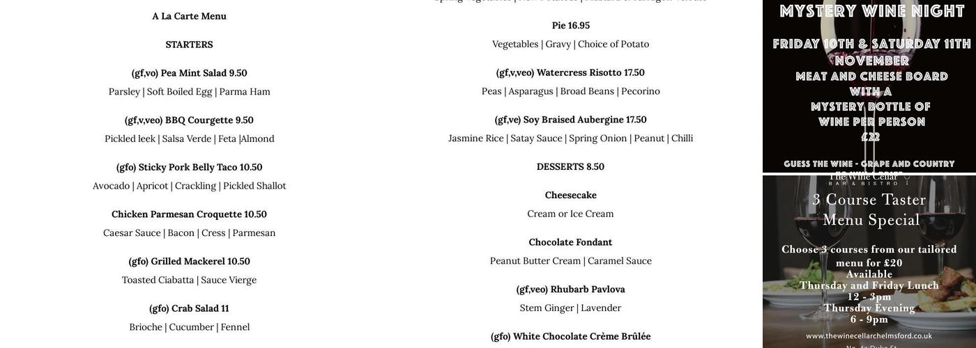 The Wine Cellar Bar & Bistro Menu