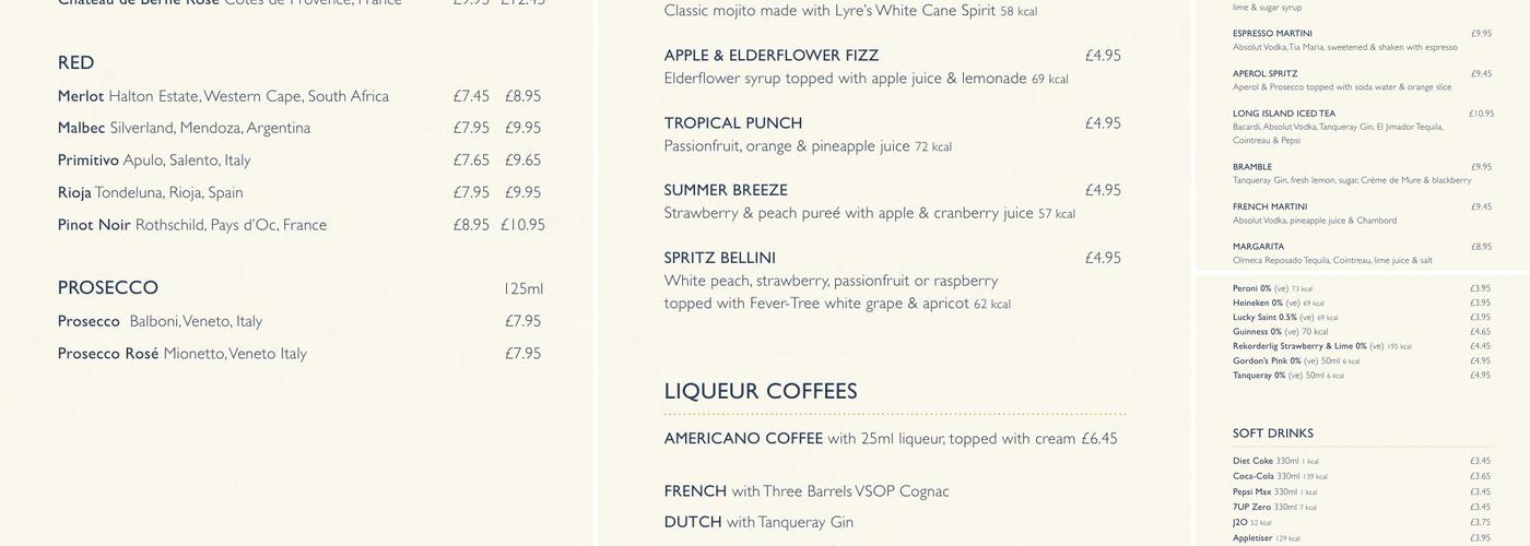 Ego at Running Mare, Chelmsford Menu