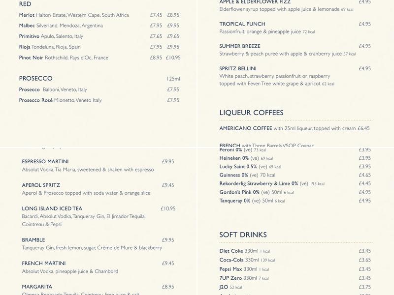 Ego at Running Mare, Chelmsford Menu