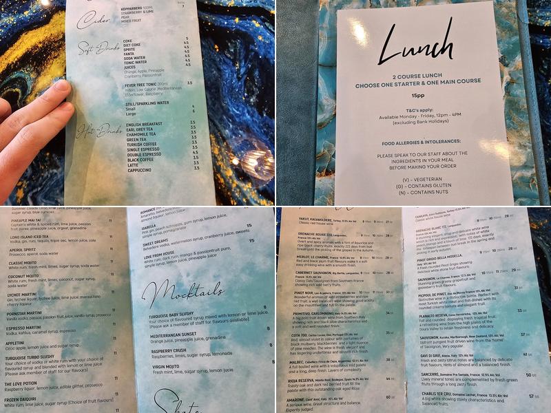 Turquoise Kitchen Bar & Grill Menu