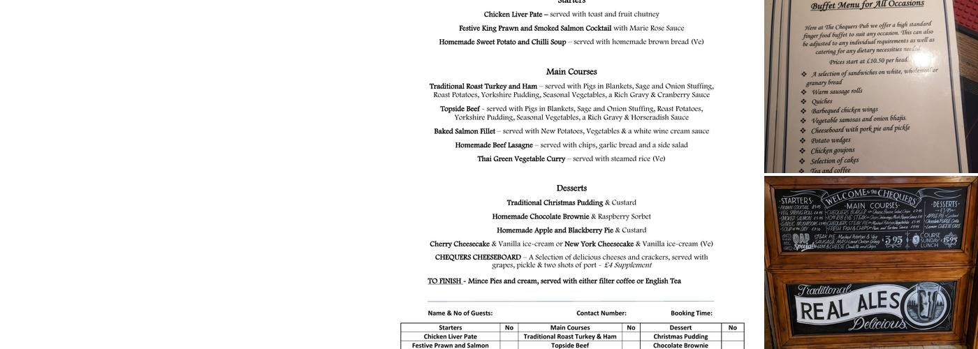 The Chequers Menu