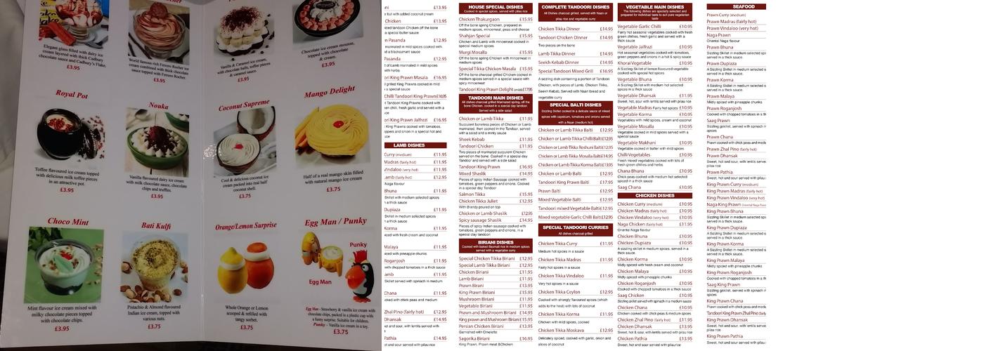 Shahjan Tandoori Menu