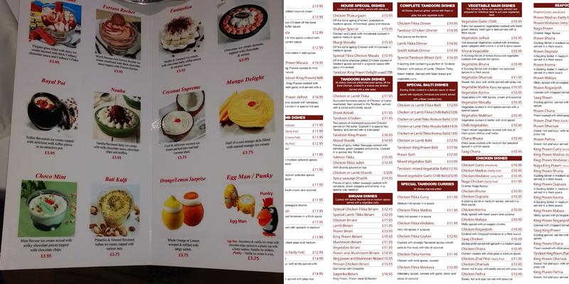 Shahjan Tandoori Menu