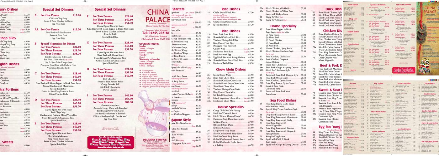 China Palace Menu
