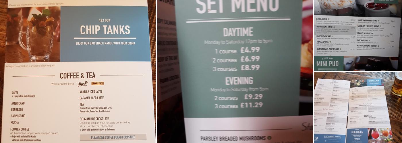 The White Horse Menu