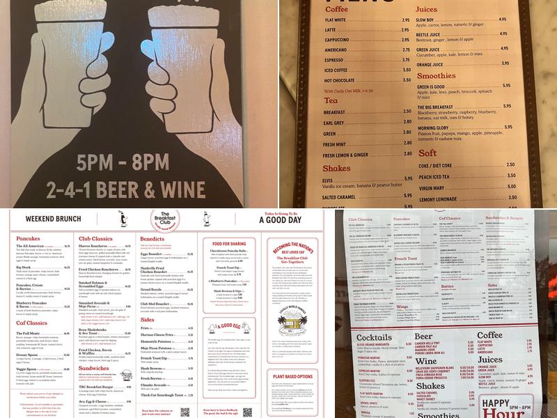 The Breakfast Club Chelmsford Menu