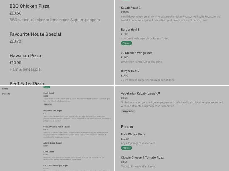 Favourite Grill Menu