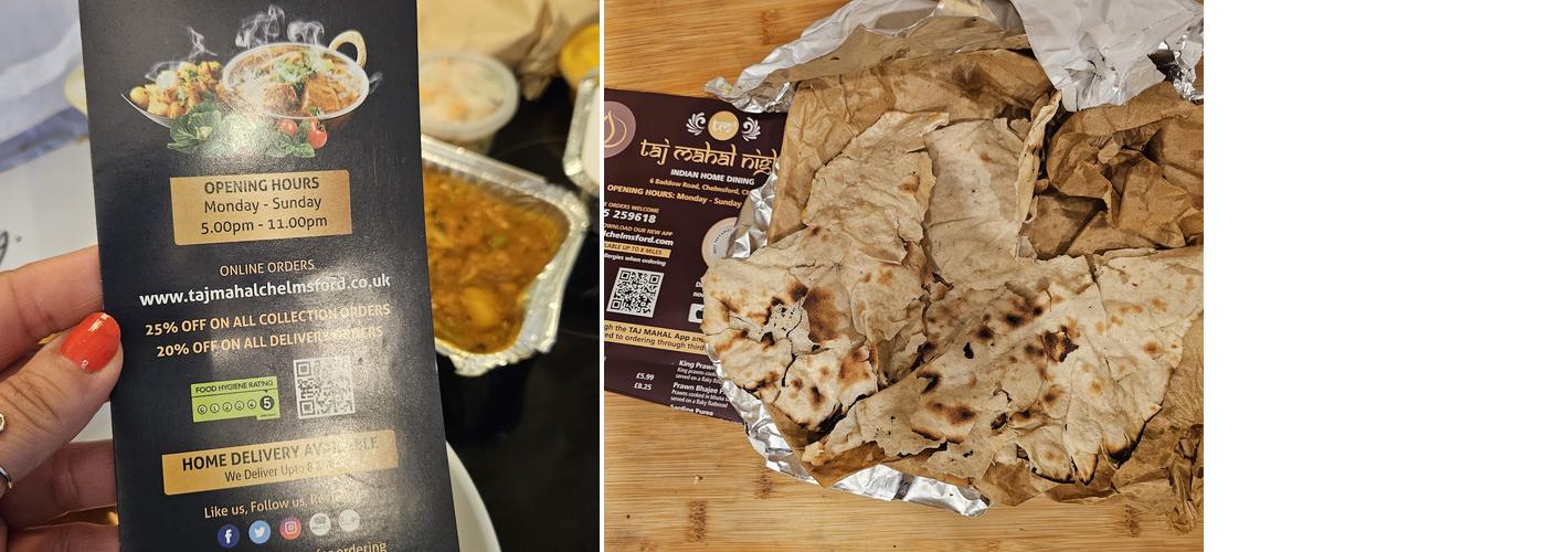 Taj Mahal Night Chelmsford Menu