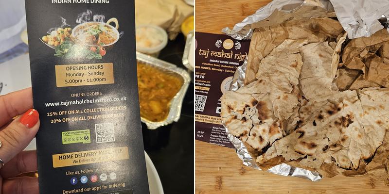 Taj Mahal Night Chelmsford Menu