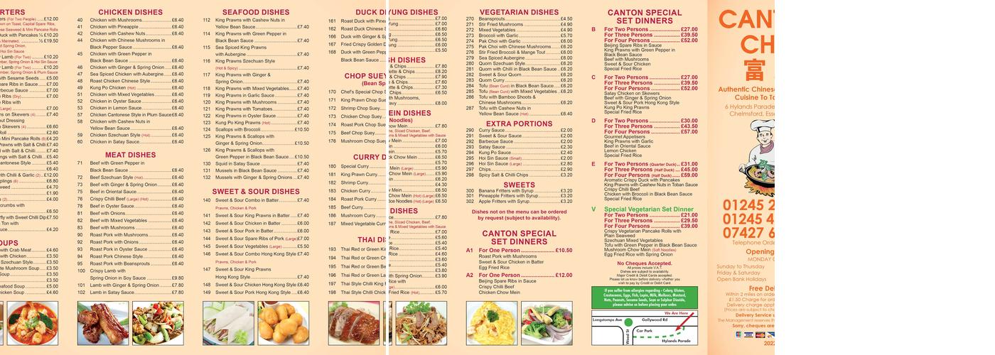The Canton Chef Menu