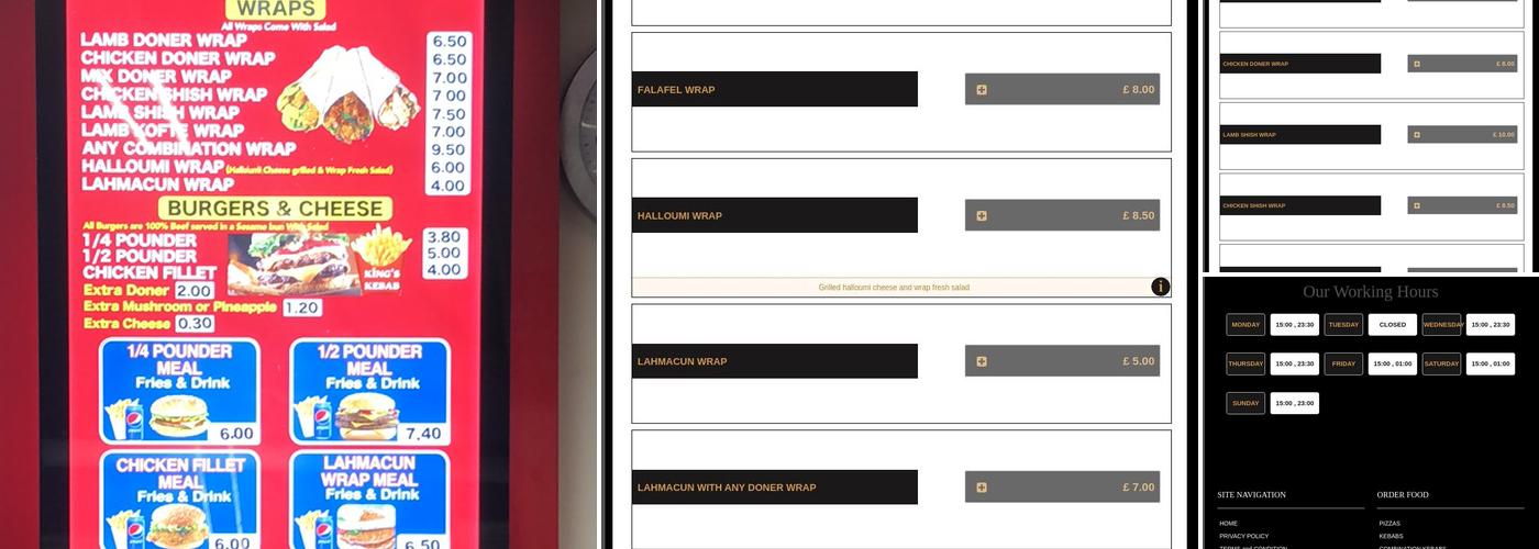 King's Kebab Menu