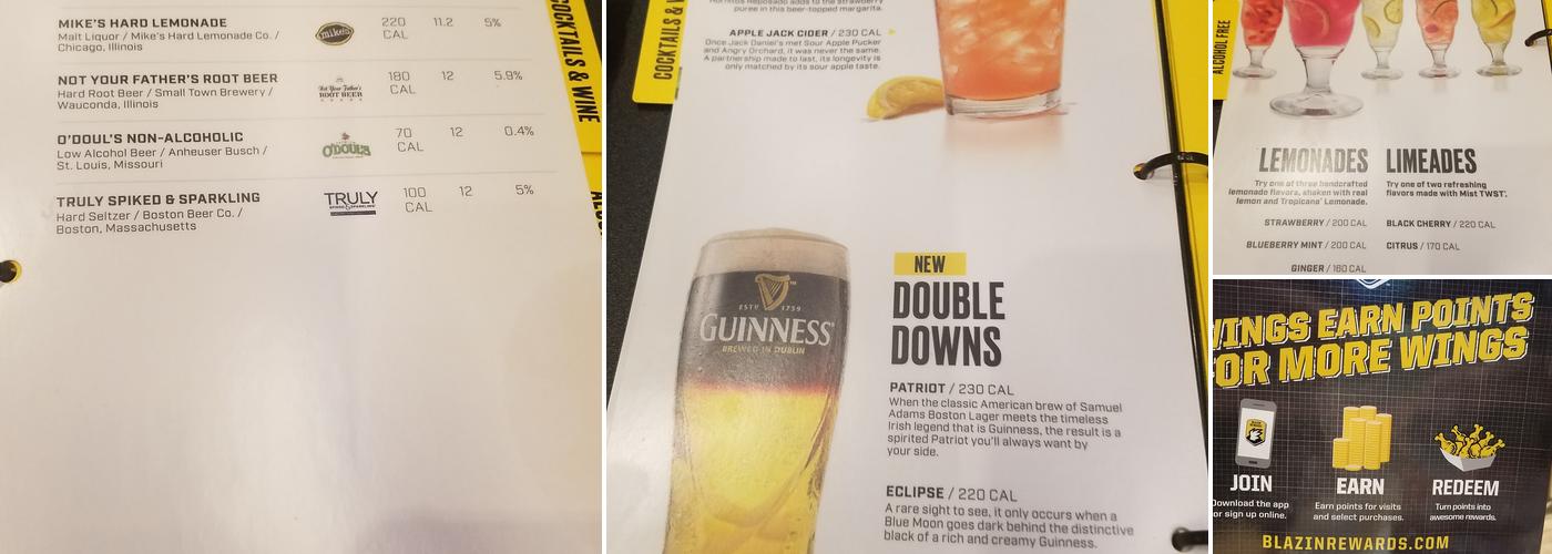 Buffalo Wild Wings Menu
